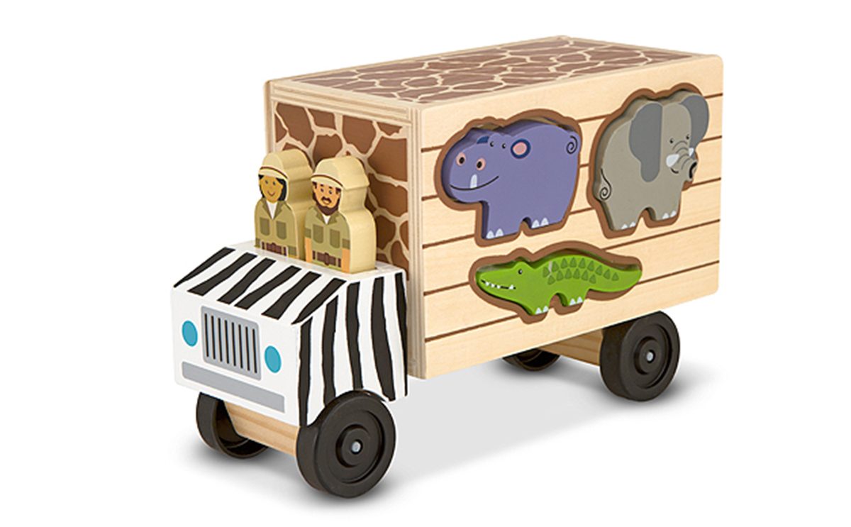 لعبة شاحنة إنقاذ الحيوانات الخشبية