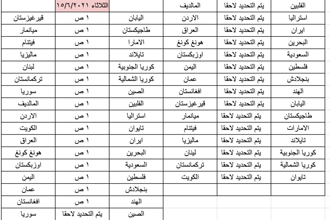 جدول مباريات كاس العالم الاتي