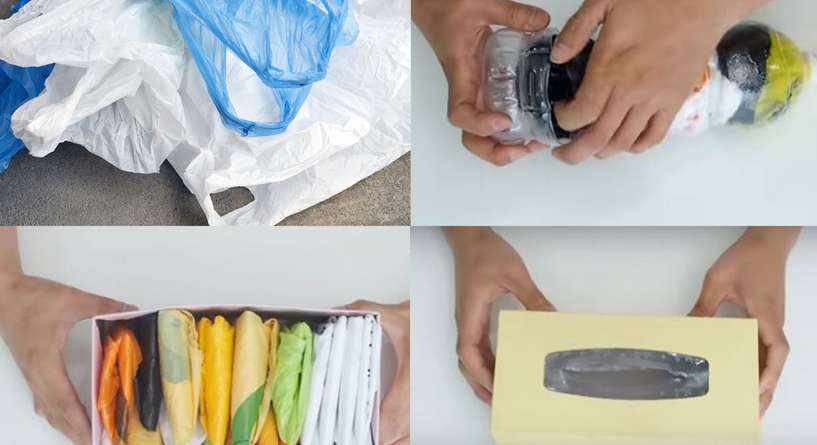 حيل لتوضيب الأكياس البلاستيكية بطريقة منظمة