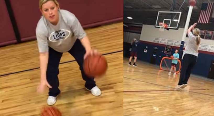 فيديو لحامل تدهش الجميع بمهاراتها في كرة السلة قبل ساعات من ولادتها