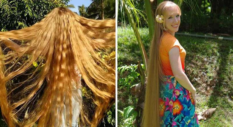 صور امرأة طول شعرها يصل إلى 162 سنتيمتر