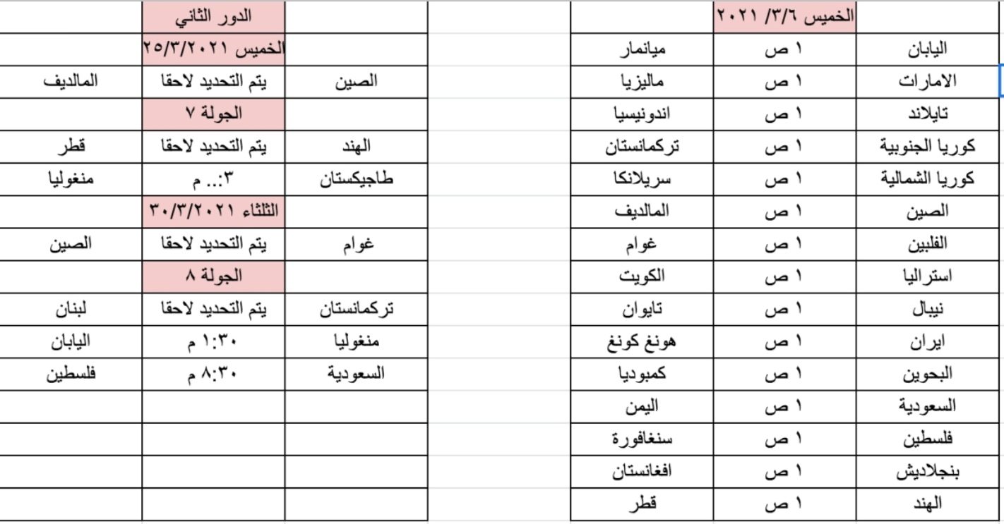 جدول مباريات كاس العالم الاتي