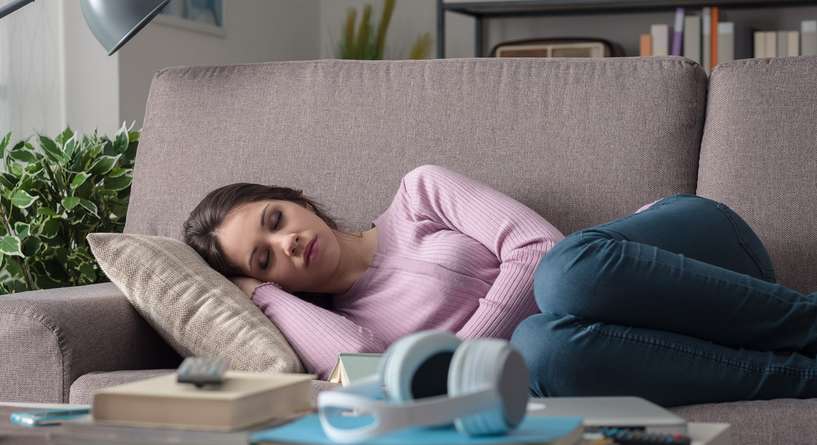 Furniture, Couch, Person