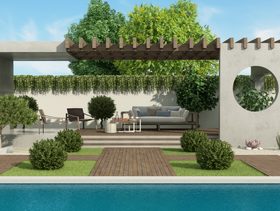 تصميم حديقة منزلية مستطيلة