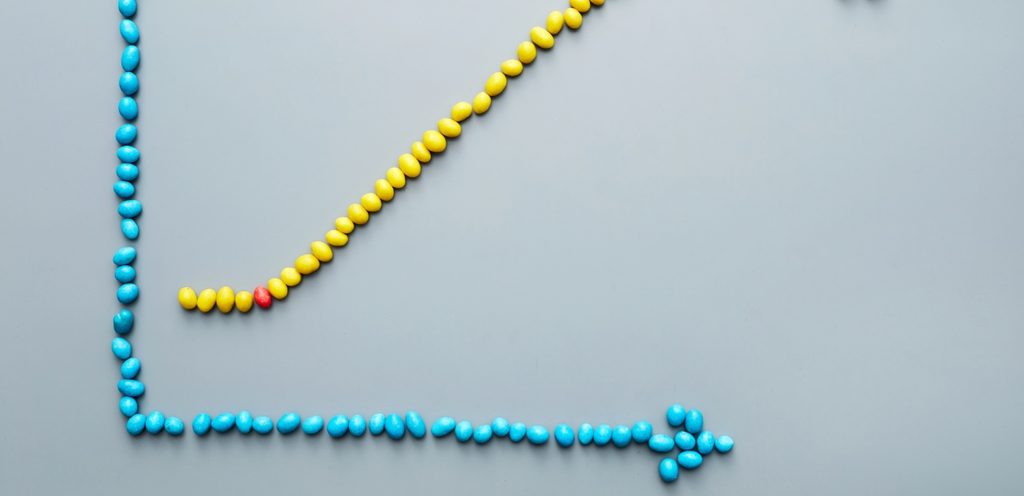 رسم بياني تصاعدي بحبوب الدواء