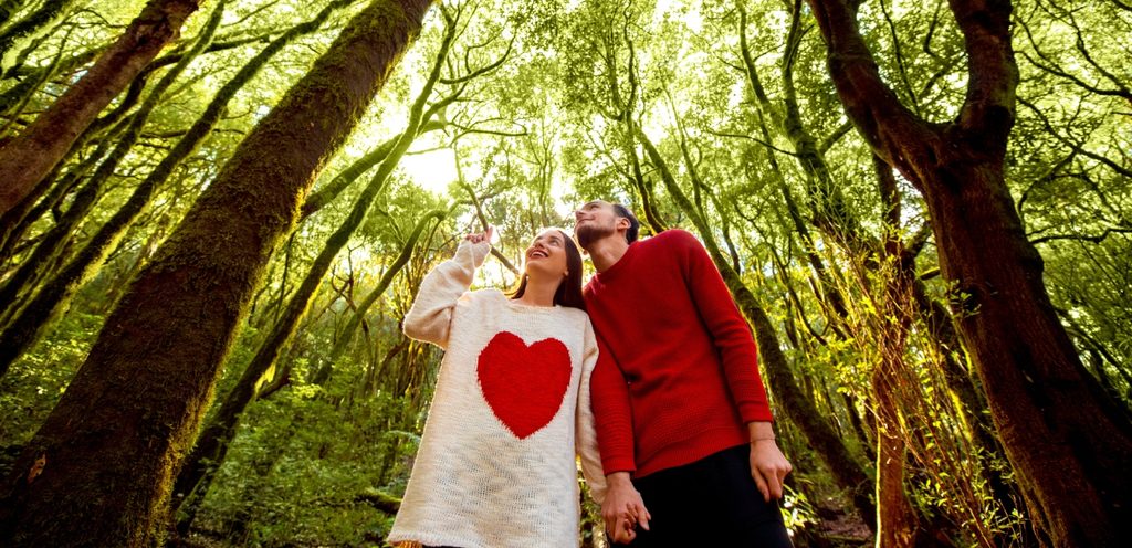 امرأة ورجل في الغابة